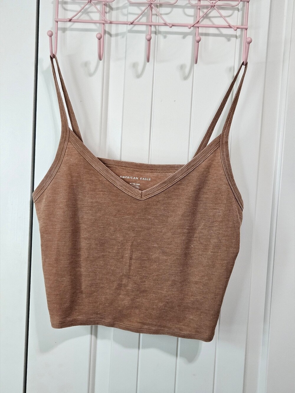 American Eagle Outfitters Brown Ribbed V-Neck Spaghetti Strap Cami